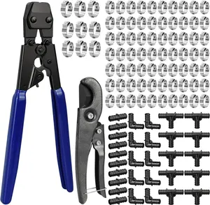PEX Cinch Clamp Tool Kit, 3/8" to 1" PEX Pipe Clamp Cinch Tool with 30 count 1/2" PPSU PEX Fittings Combo, 1 count Pipe , 70 count 1/2" PEX Cinch Clamps, 10 count 3/4" PEX Cinch Clamps