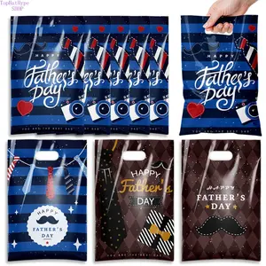 Father’s Day Pearlescent Tote Gift Bags, Color Print Candy Wrapping Pouches, Durable Glossy Packaging Bags, Stylish Party Decor & Holiday Gift Storage Bag for Dad Family Daily Gifting Supplies
