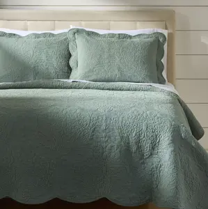 Paisley Medallion Cotton Quilt, Full-Queen, Green, All Ages Groups