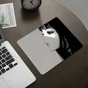 Charming Anime Girl Design Square Gaming Mouse Pad, Decorative, desktop decoration protective pad, rubber anti-slip lockedge work pad, washable small size, suitable for laptops, desktop computers, games, work, home, children, Protection