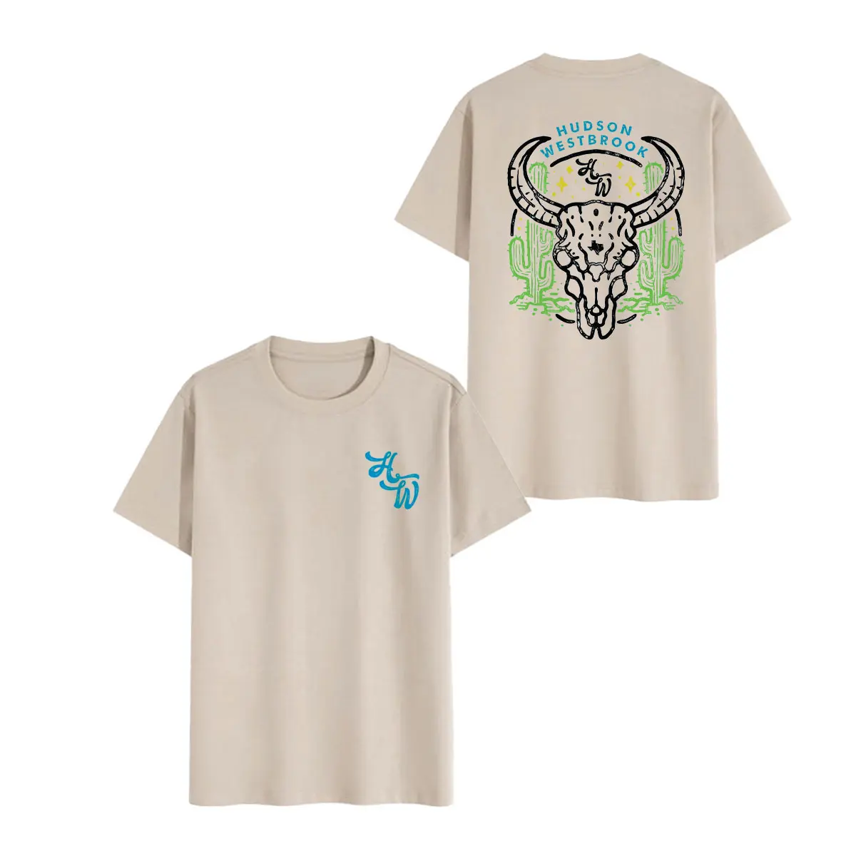Hudson Westbrook Western T-Shirt | Country Music Cowboy Skull Graphic Tee | Vintage Desert Longhorn Unisex Shirt