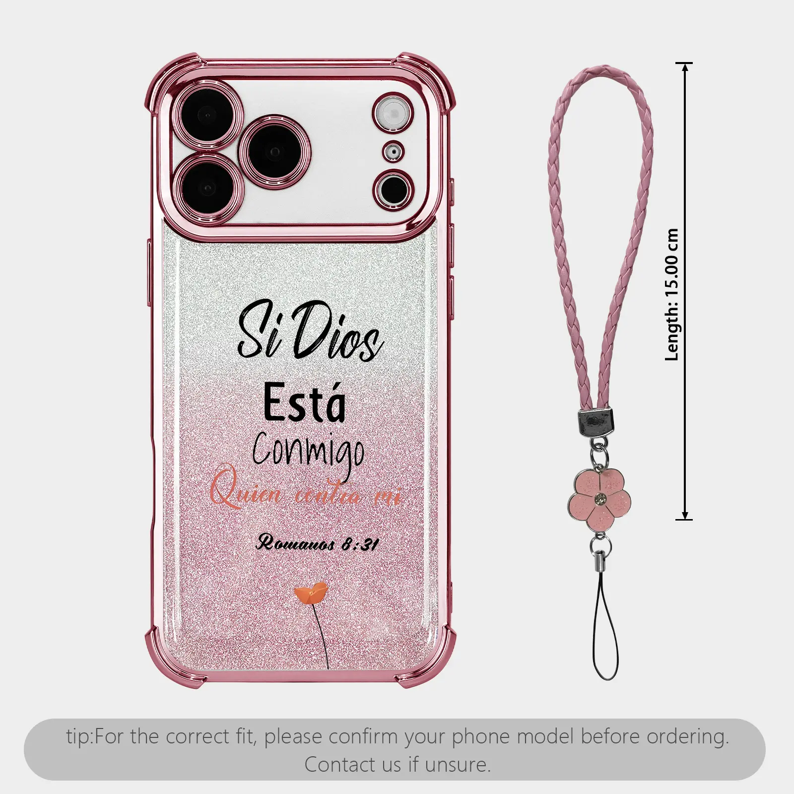 Romanos 8:31 Four Corner Anti-Fall Phone case for iPhone Samsung Galaxy 17Pro Max Air 16Plus 15 14 13 12 11 XR XS S26 S25 S24 S23 S22 cases, Transparent cover, Non-Yellowing, Shockproof Soft silicone, Gifts for girls.JL67