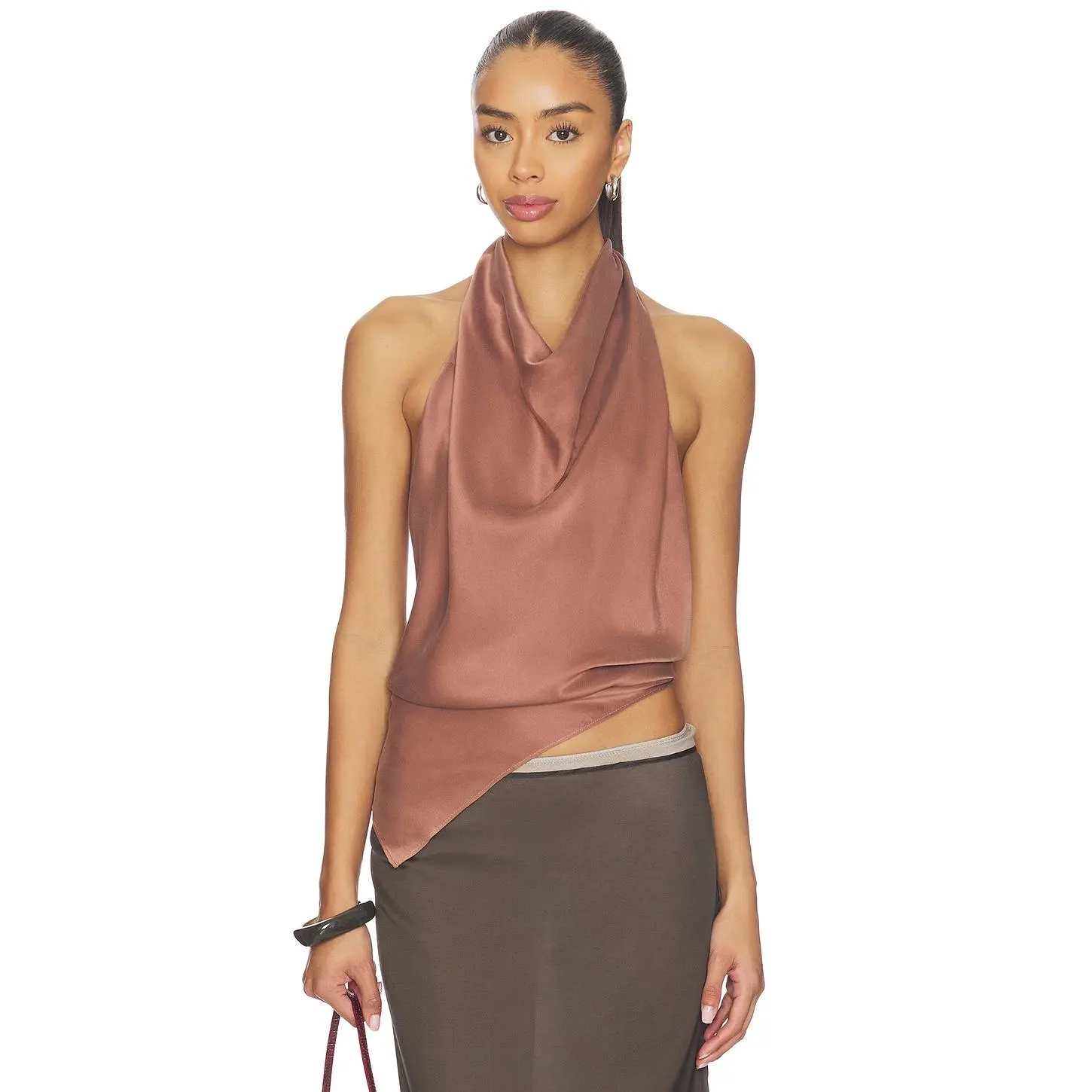 EAVES Frida Silk Top in Rosewood