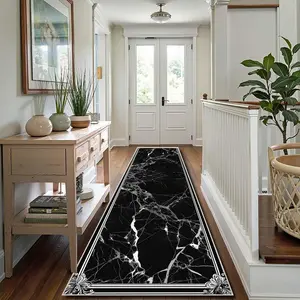 Marble Pattern Kitchen Runner Rug, 1 Count Non-slip Kitchen Mat, Rectangular Home Decor Floor Mat, Decorative Carpet for Home Living Room Bedroom