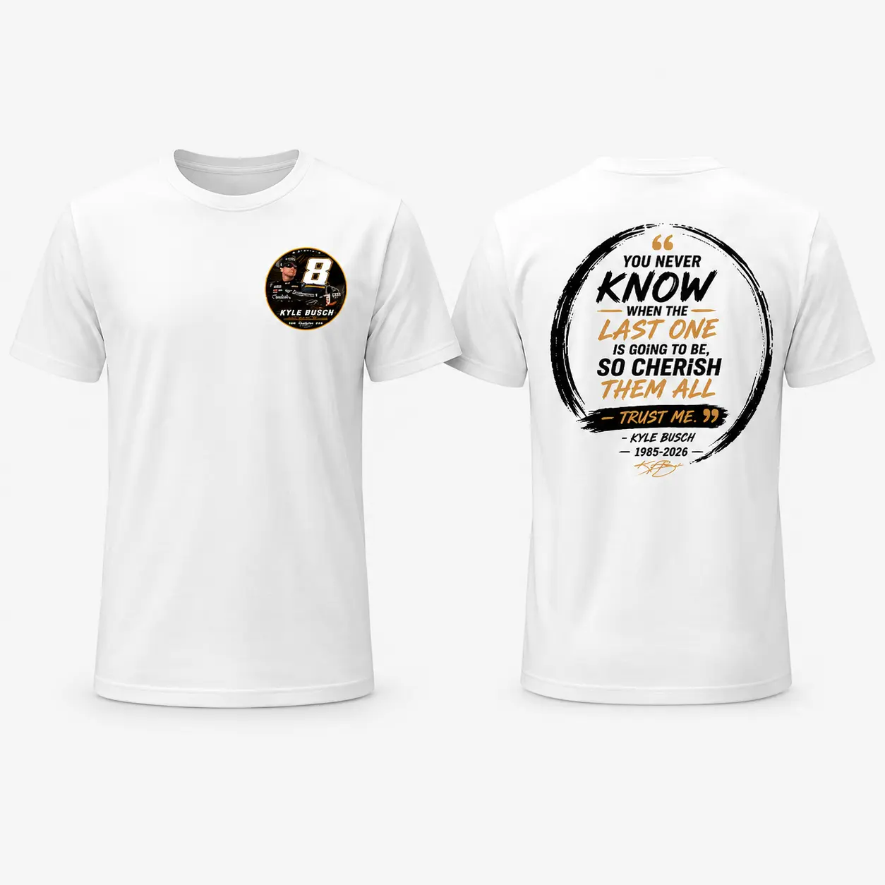 Women's Graphic T-Shirt, Casual Cotton Short-Sleeve Top with Number 8 Racing Print and "You Never Know" Quote, Unisex Motorsport Fan Gift, Shortsleeve, Fabric