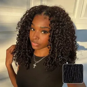 Beautyforever New V Part Glueless Wigs Curly with Finger Coils Ends Beginner Friendly Natural Scalp Human Hair Wig