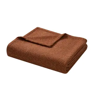 Rust Beautiful Woven Herringbone Throw 50 x 60 - Elegant Design for Home Decor