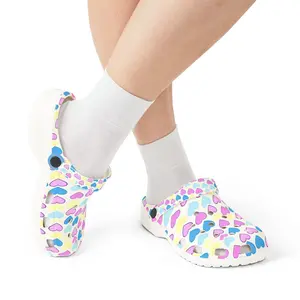 Colorful Heart Print EVA Foam Clogs