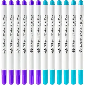 12 count Disappearing Ink Pen Water Soluble Pens Fabric Markers Pens for Sewing Art DIY Tracing Embroidery Supplies (Blue, )