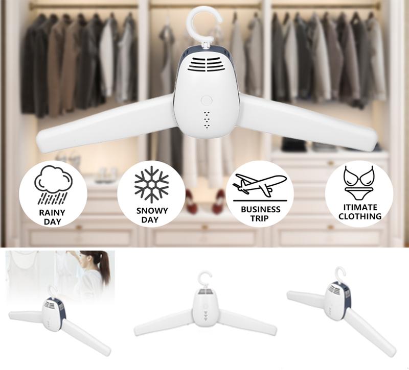 Electric portable dryer - Mini dryer, ultra quiet motor portable dryer, foldable clothes rack, three-layer travel timer, suitable for business travel