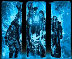 Glow in the Dark Wyatt Sicks Wrestling Let Us In with Bo Dallas - Nikki Cross - Joe Gacy - and More Cup Mug Tumbler 20oz Stainless Steel Tumbler with Slide Closure Lid, Reusable Plastic Straw, Handmade Design - Drinkware