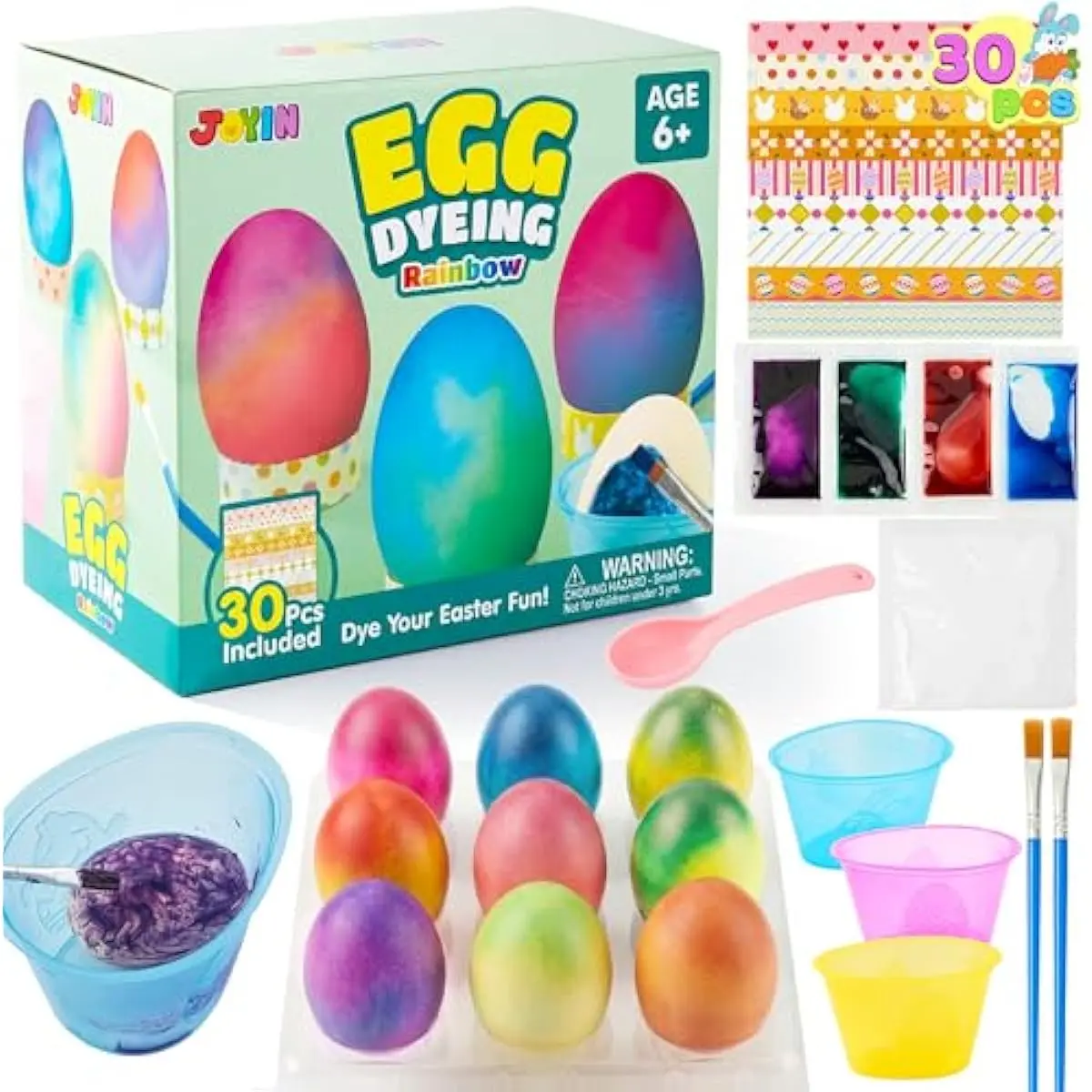37 PCS Wrap Art Easter Egg Dye Decoration Kit Multicolor Dye Pack with Brushes, DIY Egg Coloring Set for Kids Easter Activities, Theme Party, Basket Hunt Fun Creativity Activity.