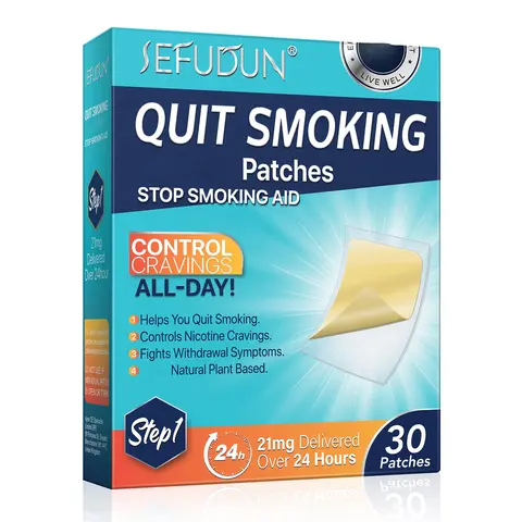 Sefudun 3in1 Quit Smoking Patches (21mg, 30 Pieces) - Step 1 of Clinically-Designed 3-Step Program with Proven Success for Smokers>10/day, Natural Plant-Based Aids, Discreet Effective Craving Control Personal Care Heat Patches