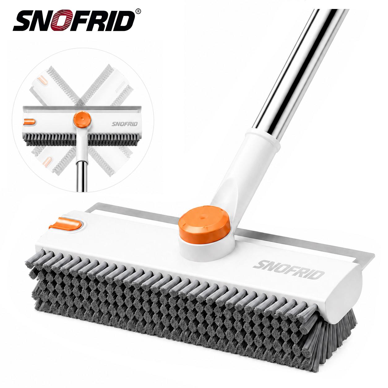 Snofrid Floor Scrub Brush, 3 in 1 Floor Scrub Brush with 54-in Adjustable Long Handle and Scraper Heavy Duty Stiff Bristle Floor Scrubber for Cleaning Shower Bathroom Kitchen Patio Garage Pool Wall and Deck, Orange&White Snofrid Floor Scrub Brush, 3 in 1 Floor Scrub Brush with 54-in Adjustable Long Handle and Scraper Heavy Duty Stiff Bristle Floor Scrubber for Cleaning Shower Bathroom Kitchen Patio Garage Pool Wall and Deck, Orange&White