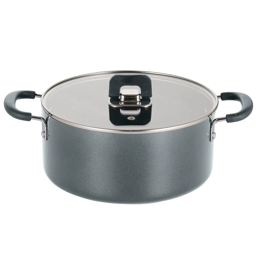 5 Quart Nonstick Casserole Pot with Tempered Glass Lid – Gray | Cooking Pot with Silicone Handles - Safe for Gas, Electric & Ceramic Counter Cooktops - Everyday Home Kitchen Essentials