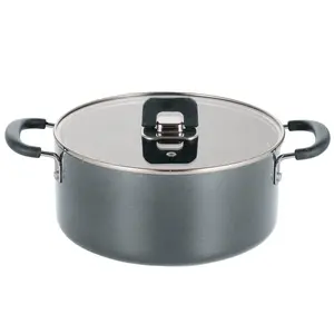 Casserole with Lid, Non-Stick, Foldable Knob, 5 Qt, Gray