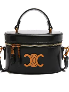 Vintage Trendy Crossbody Bag, Unique Colorblock Design, Round Tube Handbag, Women's Shoulder Bag, Bucket Bag, Versatile Fashion Accessory