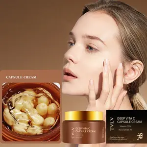 Vitamin C Capsule Cream, Lightweight Moisturizing Cream with Niacinamide and Gotu Kola Extracts, Even Skin Tone Brightening, Radiance, Radiant Skin