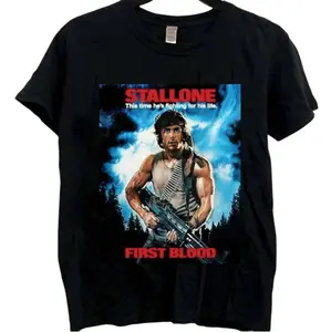 First Blood 1982 Rambo Action Classic T-Shirt – Retro Sylvester Stallone Movie Tribute Tee
