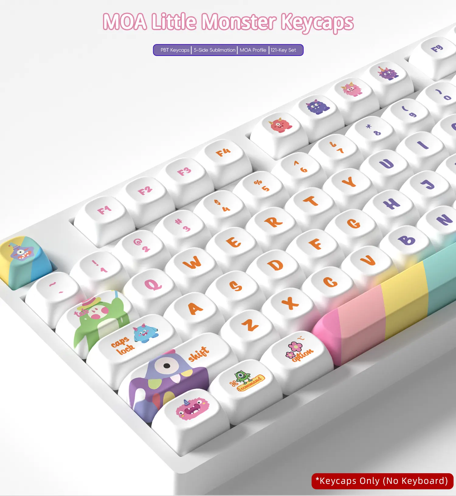 121-key White Cartoon Series MOA High-Profile PBT Mechanical Keyboard Keycaps—also an excellent gift choice