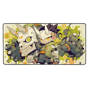 Oni Mask Graffiti Desk Mat, Japanese Demon Street Art Gaming Mouse Pad