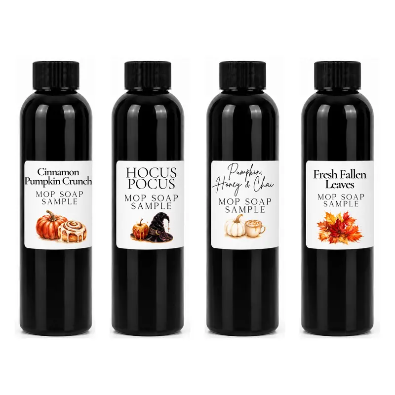 Fall Mop Soap Sample Pack | 4 Scented Floor Cleaners | Concentrated Mopping Solution for Sealed Floors | Cozy Autumn Fragrances