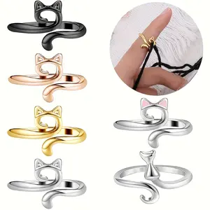 A Set of 6 Adjustable Crochet Rings, Crochet Kit, for Finger Use, Designed for Guiding Metal Yarn While Crafting, These Accessories Are Perfect for DIY Projects Involving Knitting And Crocheting, Serve As Finger Guides for Yarn