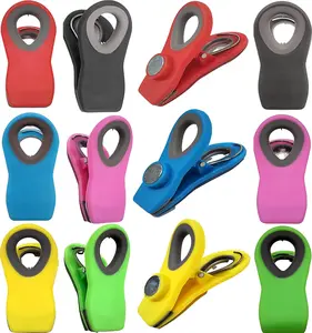 Alnoor USA 12-Pcs of Chip Clips | Magnetic Chip Clips | Bag Clips for Food Packages Kitchen Plastic Utensils Hanging Shaped Oval