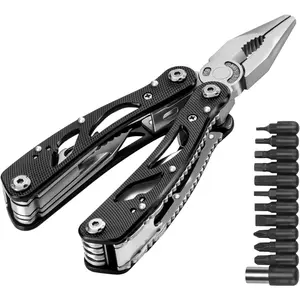 Multitool Pliers Set Stainless Steel  Tool with 11  Bits Black