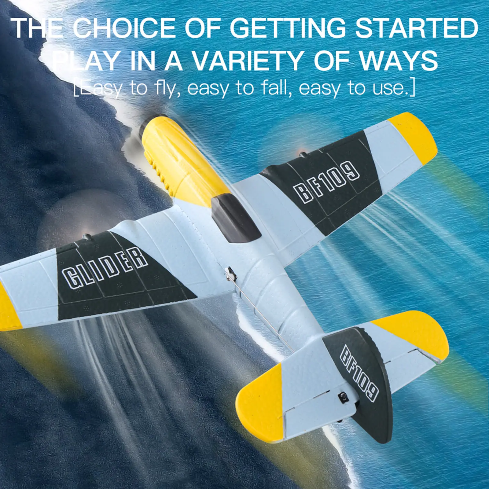 RC Plane Toy, 3-Channel BF-109 Remote Control Plane, 2.4GHz 6-Axis Gyro RC Aircraft With 2 Batteries