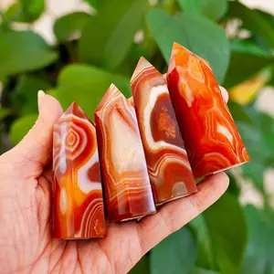 Natural Carnelian Red Agate Wand Tower Healing Energy Crystal Point Chakra Reiki Obelisk Minerals Home Decor
