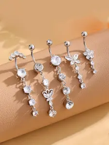 Elegant Butterfly Style Belly Ring Set, Stainless Steel Navel Piercing Jewelry for Women, Perfect Birthday Gift & Party Decoration