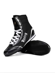 Professional Boxing Shoes for Couples, Breathable Mesh High Top Ankle Support Wide Fit, Non-Slip Sole, Ideal for Training & Competitions