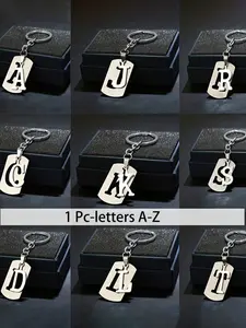 English Alphabet A-Z Pendant Keychain, Letter Keyring, Men's Keychain, Couple Gift, Car Key Ring, Dual Layer Keychain, Stylish Keychain, Unisex, Keychain For Car Keys