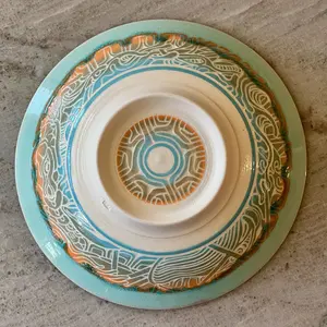 Porcelain Bowl with Wave and Fish Carving