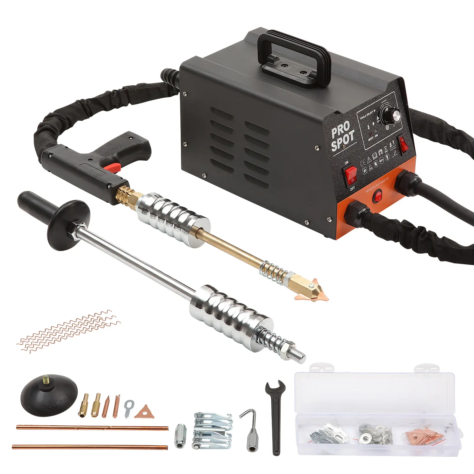 【summerfinds】VEVOR Stud Welder Dent Repair Kit, 3KW Spot Welder Dent Puller with 6 Welding Modes, Auto Body Spot Welding Dent Puller Machine & 16 Types of Welding Accessories for Car, Truck, Motorcycle Dent Repair
