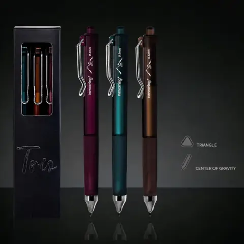 New Black High-Capacity Neutral Pens (3-Pack) - Dark Business Plain Design, Low Center of Gravity, Triangular Grip Posture Correction, ST Nib Tip, Smooth Continuous Quick-Dry Ink, Office Stationery Supplies for Study & Office Writing, Refills Included