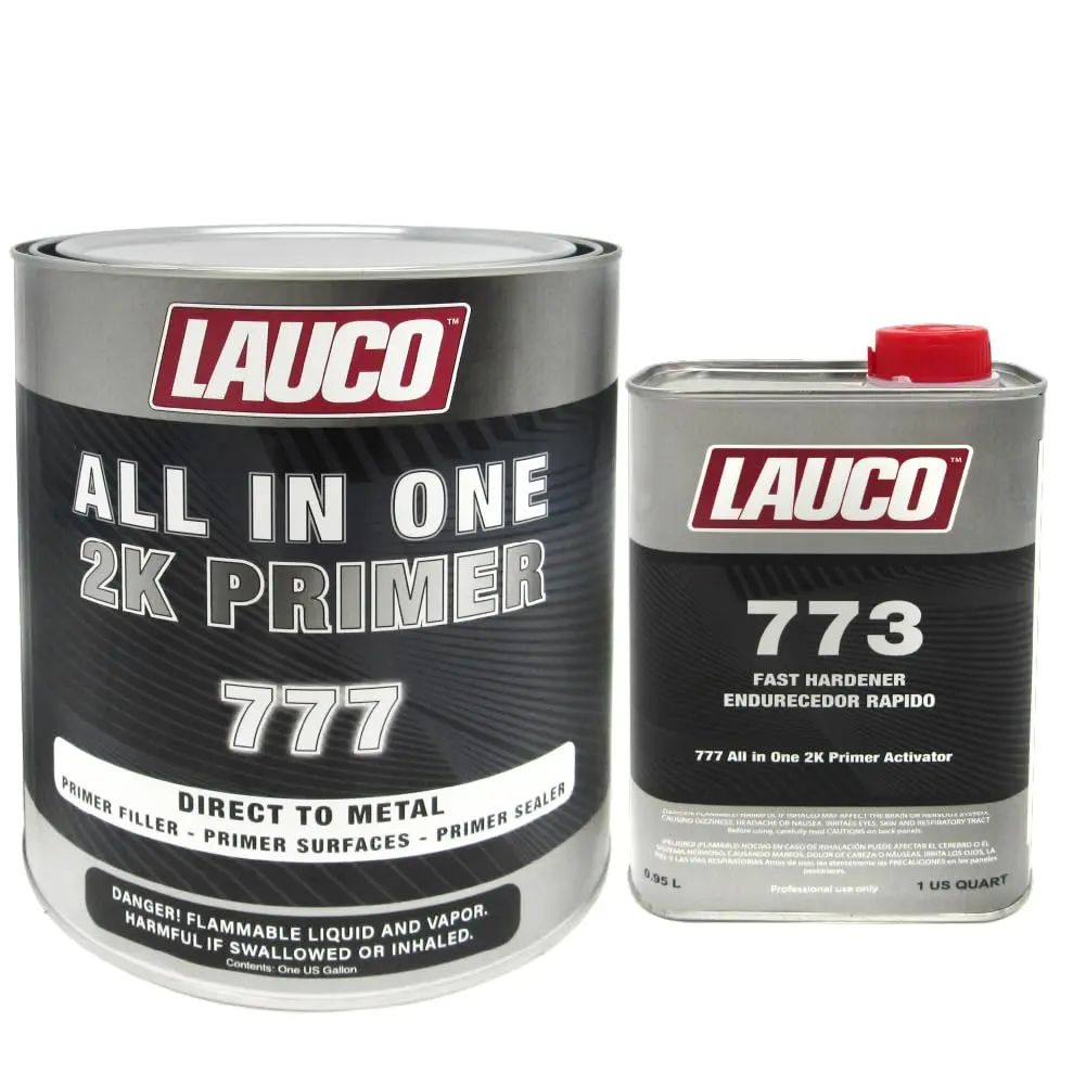 LAUCO All-In-One 2K Urethane DTM Primer Surfacer Kit | 1 Gallon Gray High-Build Sealer & Filler | Includes 1 Quart Fast Activator (4:1 Mix Ratio) | Automotive & Car Paint 773