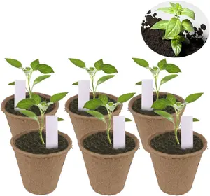 200 Pack 3.15" Round Biodegradable Peat Pots Plant Seedling Saplings & Herb Seed Starters Kit with 200 Pcs White Plastic Plant Labels