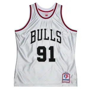 Mitchell & Ness Mens Chicago Bulls 75Th Platinum Scoop Neck Sleeveless Replica Jersey Basketball Casual - Silver