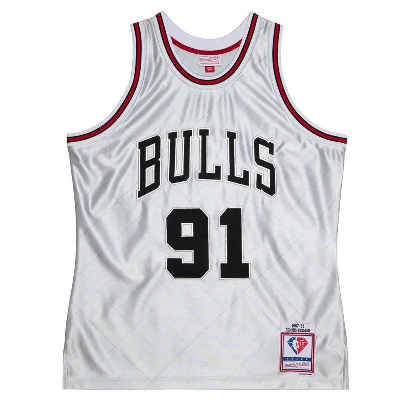 Mitchell & Ness Mens Chicago Bulls 75Th Platinum Scoop Neck Sleeveless Replica Jersey Basketball Casual - Silver