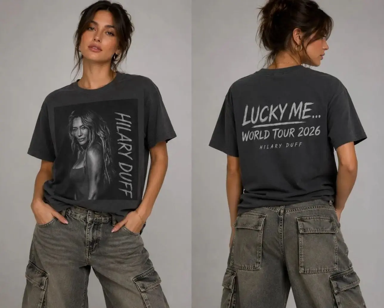 2 Sides Comfort Colors Hilary Duff Lucky Me World Tour 2026 T-Shirt  Vintage Tee 7CP