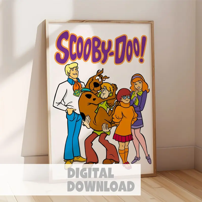 Unframed, Room Decor, Mystery inc 80s 90s Nostalgia, Retro Cartoon Wall Art, Scooby-doo Poster  – 5 Size, 8x12 to 27x40 inch