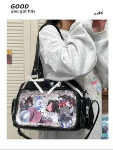 2026 New Cute Anime Badge Bag, Fashionable Versatile Handbag, Bowling Crossbody Backpack, DIY Transparent Bag, College Style Simple Design
