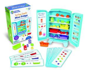 Learning Resources Sorting Snacks Mini Fridge with 30 Mini Foods and 15 Activity Cards, Ages 3+ building toy