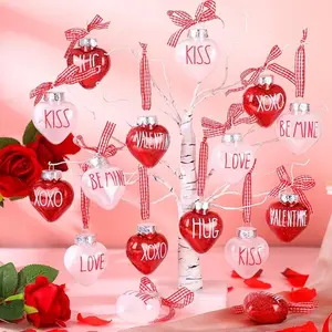 24pcs Valentine's Day heart decorations - for hanging on tree-shaped heart ornaments. Letter-patterned pendants. Suitable for decoration on trees and for Valentine's Day party supplies. Home Decor Ornament