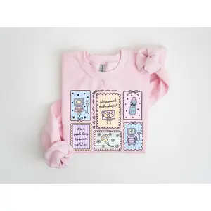 Ultrasound Technologist Sweatshirt • Sonographer Stamp Work Sweater • Ultrasound Tech Gifts • Sono Tech Coquette • OB Cardiac Sonography Cotton Unisex