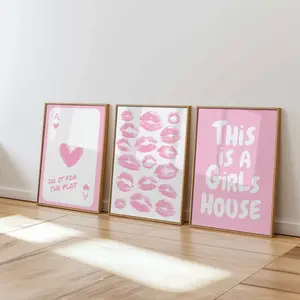 Set of 3 Pink Feminine Wall Art Prints Funny Girl Quotes Glam Dorm Decor Sassy Printable Posters Bachelorette Room Sorority