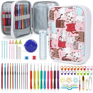 Crochet Hooks Kit with Case, 85-Piece Crochet Hooks Set, Ergonomic Crochet Hook Crochet Needles Weave Yarn Kits DIY Hand Knitting Art Tools for Beginners and Experienced Lovers
