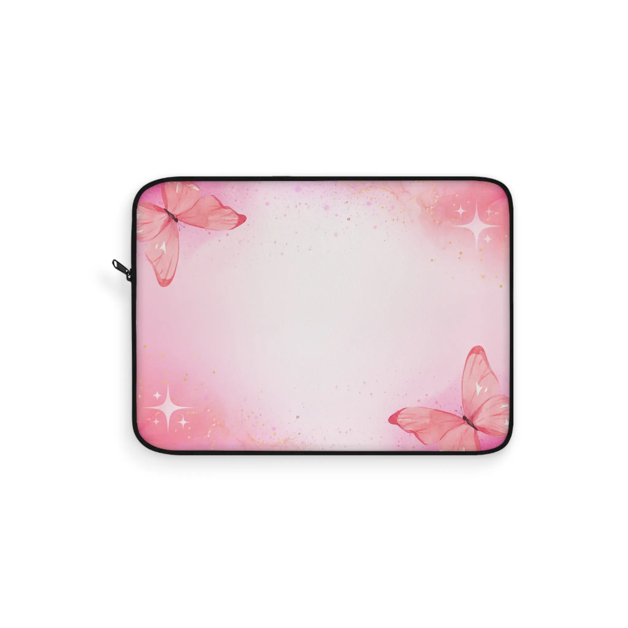 Pink Butterfly Laptop Sleeve, Floral Computer Case, Girly Tech Accessories, Cute Tablet Cover, Feminine Macbook Bag